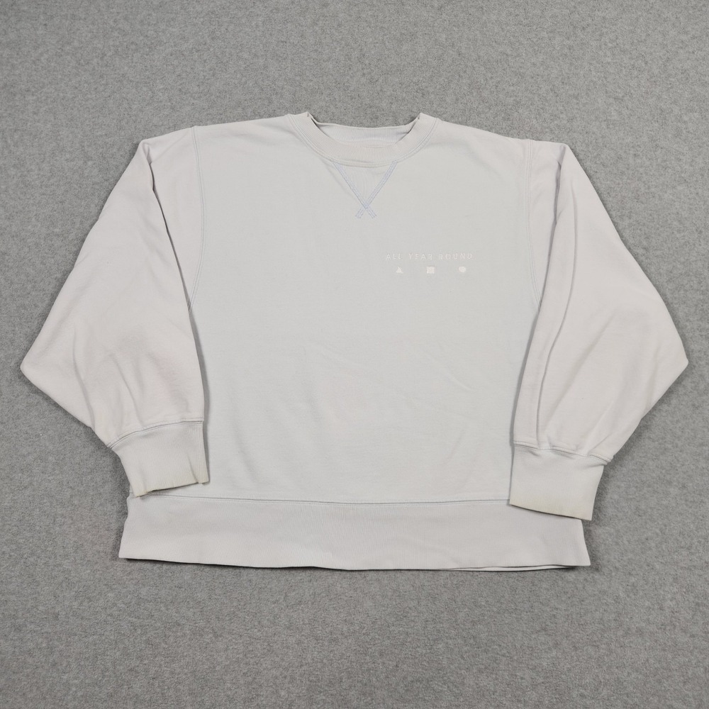 AYR Sweatshirt Womens Medium Light Blue All Year Round Fleece Crew Embroidered